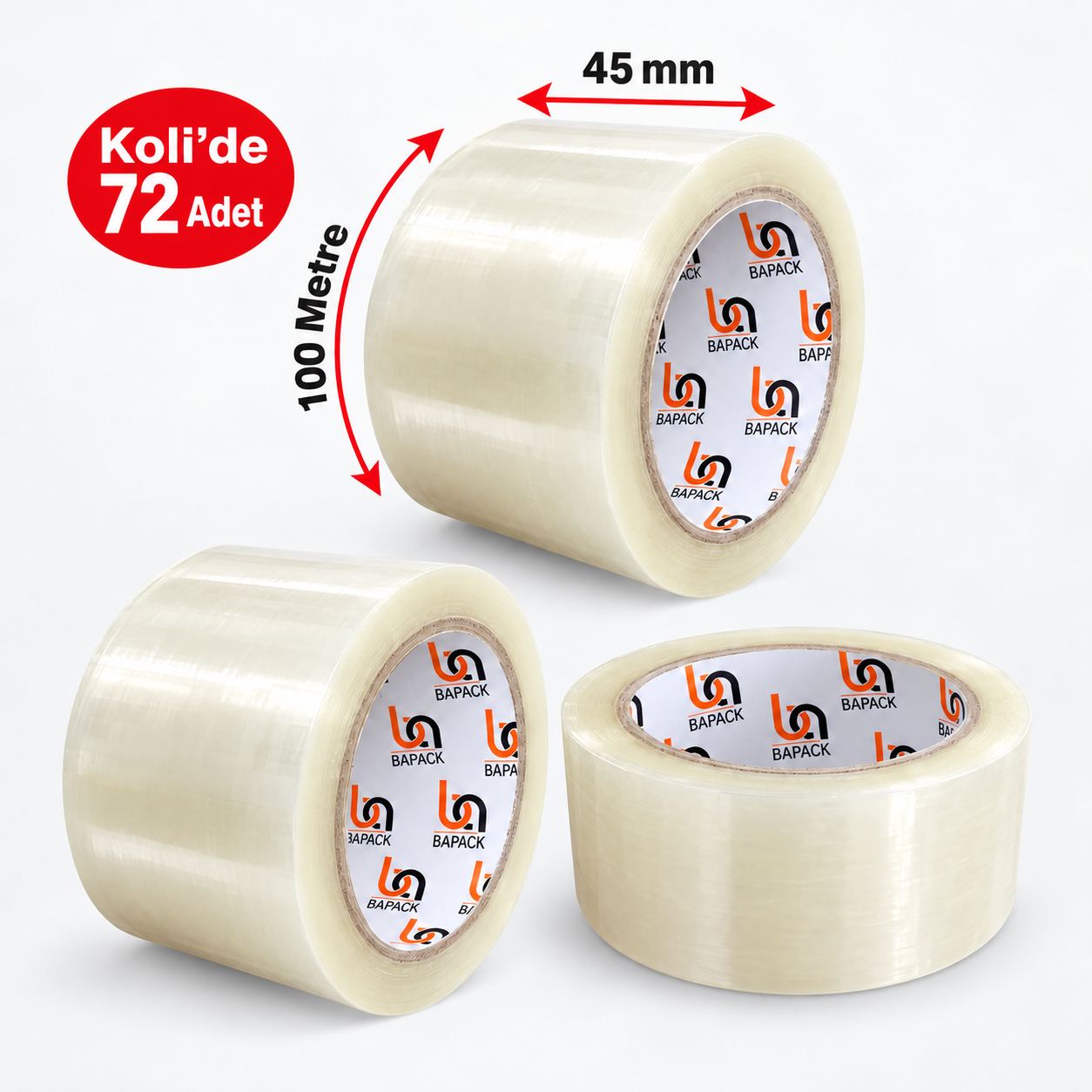 45x100 mm şeffaf koli bandı - BAPACK Ambalaj
