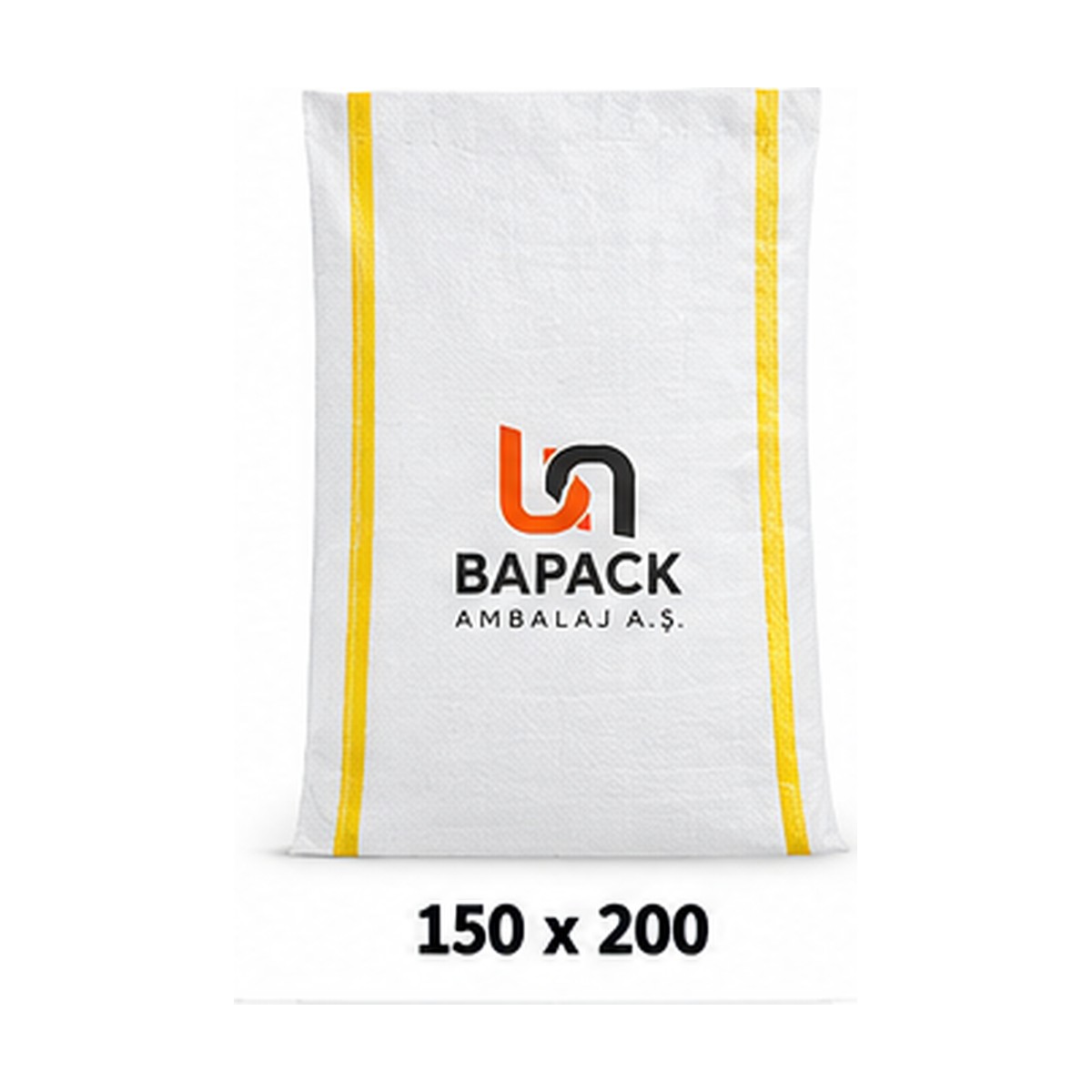 150x200 cm sarı çizgili PP çuval - BAPACK Ambalaj