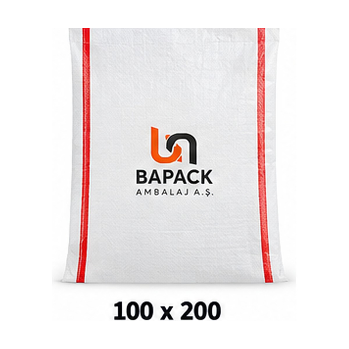 100x200 cm kırmızı çizgili PP çuval - BAPACK Ambalaj