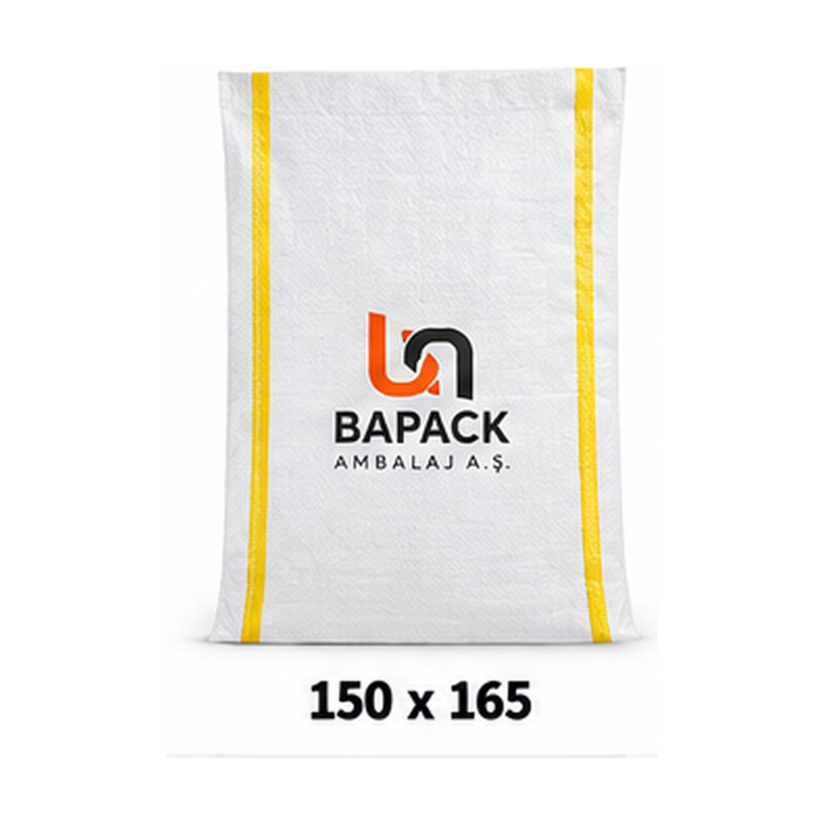 150x165 cm sarı çizgili PP çuval - BAPACK Ambalaj